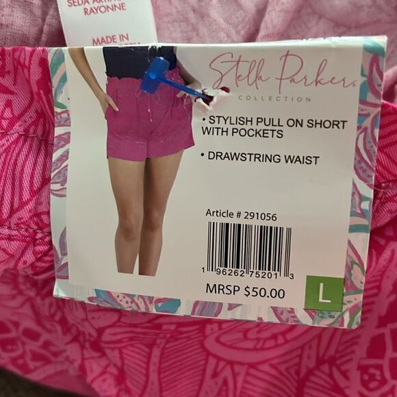 Stella Parker Collecton Tropical Pink Pull on Shorts Drawstring Waist - Picture 8 of 8